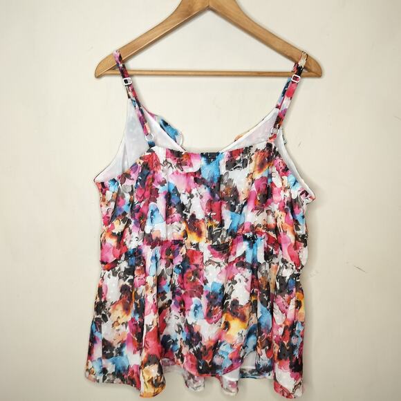 Torrid Clipdot Floral Chiffon Ruffled Tank Top - Picture 8 of 8
